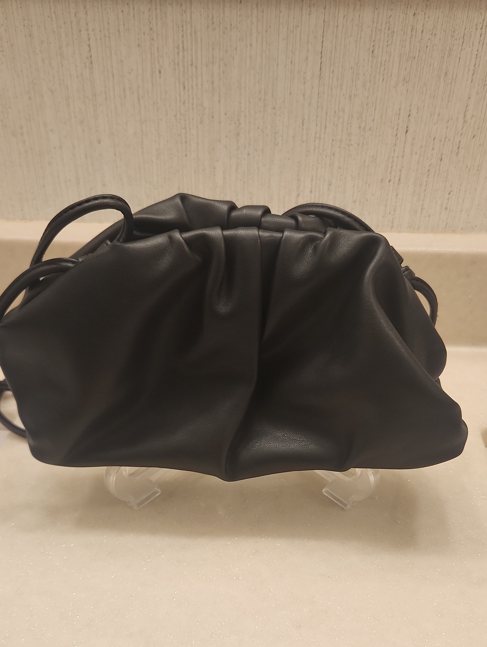Banana Republic Black Gathered Smooth Faux Leather Purse